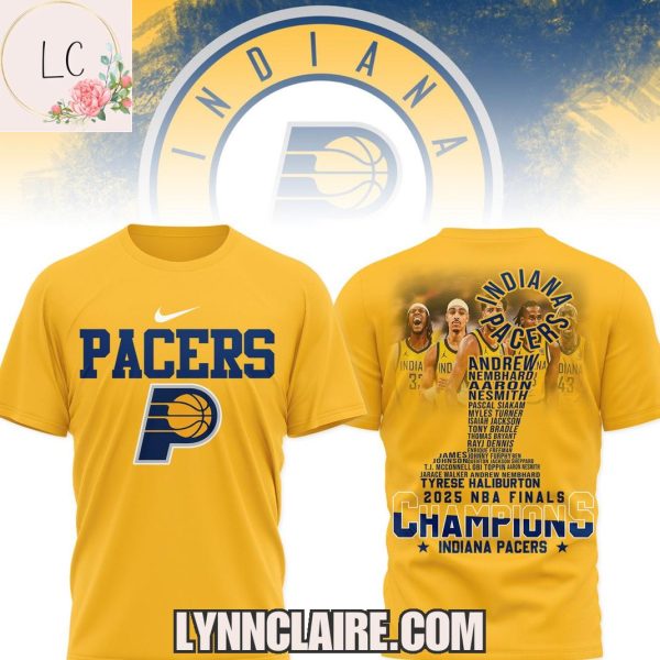 Indiana Pacers 2025 National Basketball Association Finals Champions 3D T-Shirt – Yellow