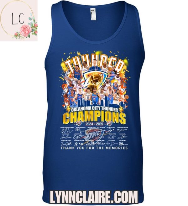 Limited Edition 2024-2025 Oklahoma City Thunder Champions Thank You For The Memories 2D T-Shirt