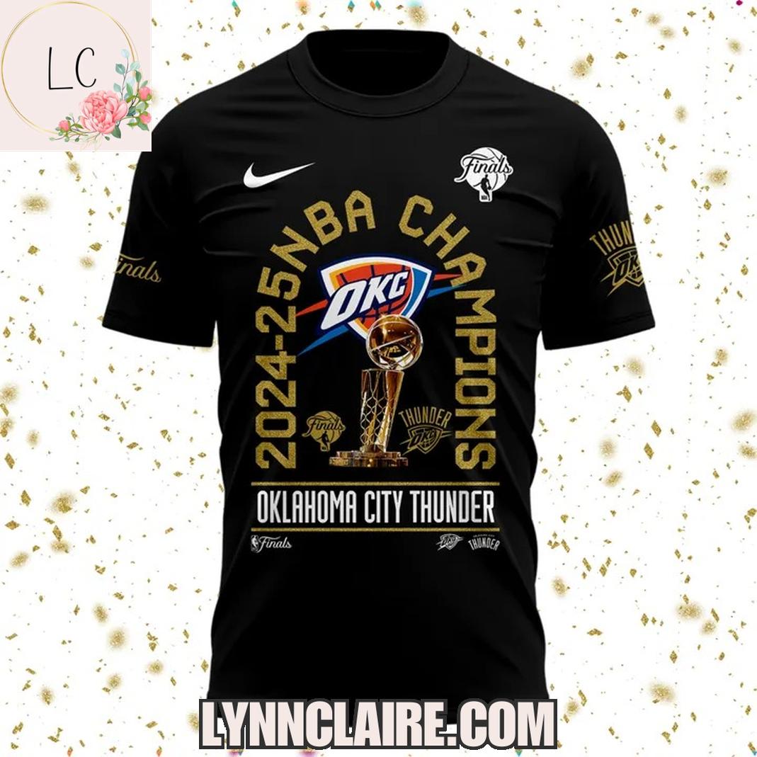 Limited Edition 2024-25 NBA Champions X2 Oklahoma City Thunder 3D T-Shirt - Black Limited Edition 2024-25 NBA Champions X2 Oklahoma City Thunder 3D T-Shirt - Black