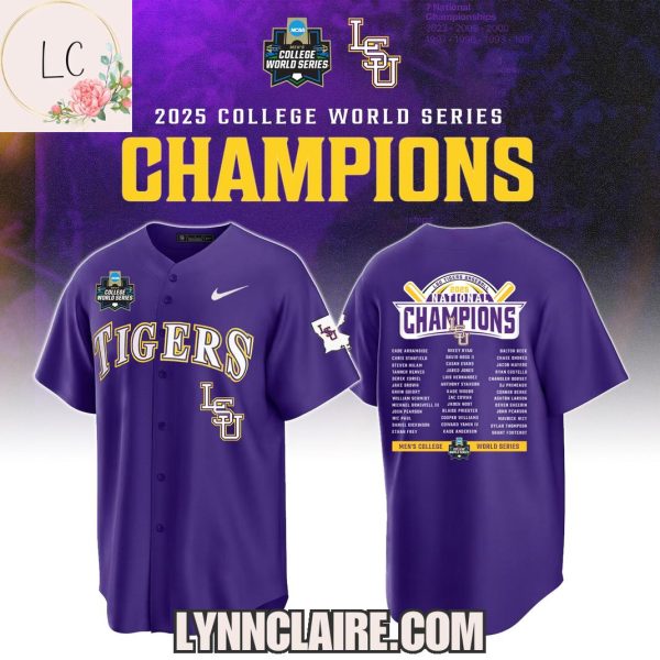 Limited Edition 2025 College World Series Champions LSU Tigers Baseball Jersey