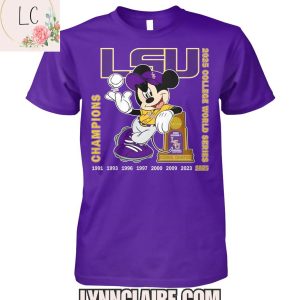 Mickey x LSU Tigers 2025 College World Series Champions X8 2D T-Shirt