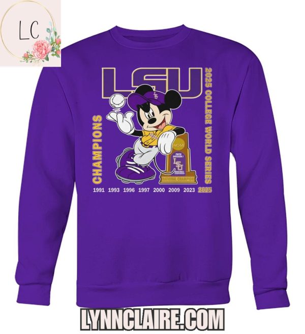 Mickey x LSU Tigers 2025 College World Series Champions X8 2D T-Shirt