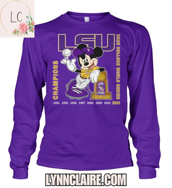 Mickey x LSU Tigers 2025 College World Series Champions X8 2D T-Shirt