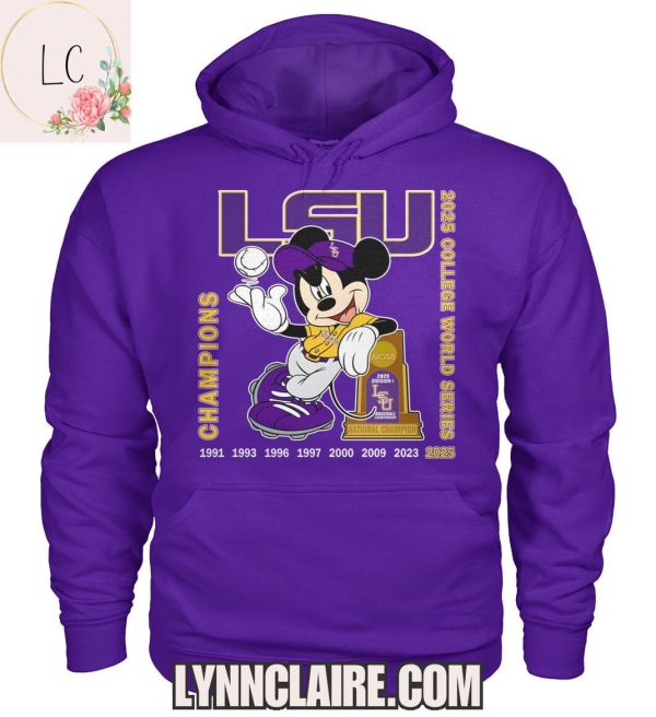 Mickey x LSU Tigers 2025 College World Series Champions X8 2D T-Shirt