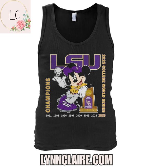Mickey x LSU Tigers 2025 College World Series Champions X8 2D T-Shirt