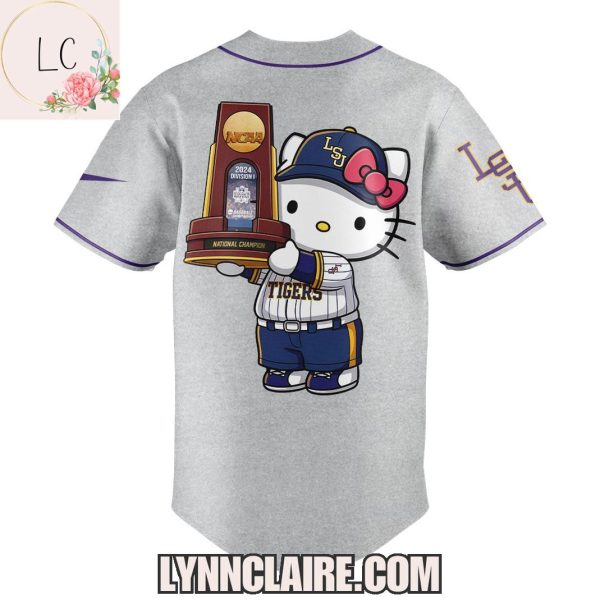 Limited Edition 2025 NCAA Division I Baseball National Champions LSU Tigers x Hello Kitty Baseball Jersey