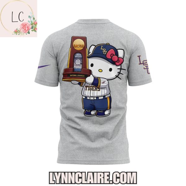 Limited Edition 2025 NCAA Division I Baseball National Champions LSU Tigers x Hello Kitty Hoodie