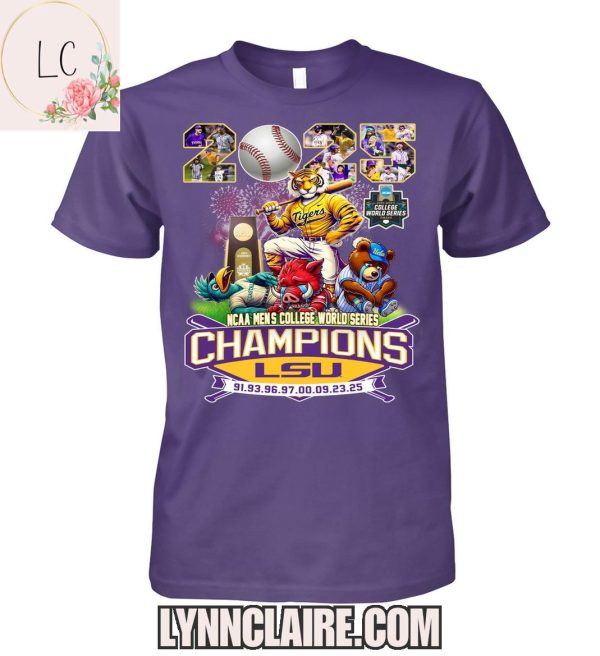 Limited Edition 2025 NCAA Men’s College World Series Champions LSU Tigers 2D T-Shirt