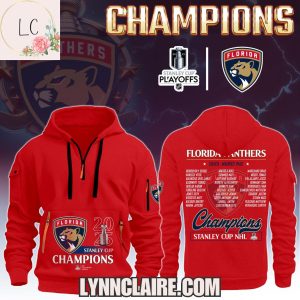 Limited Edition 2025 Stanley Cup NHL Champions Florida Panthers Quarter Zip Hoodie
