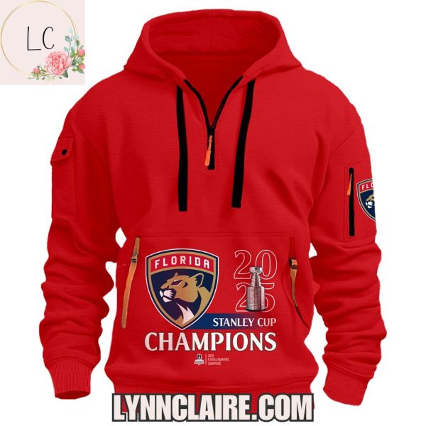Limited Edition 2025 Stanley Cup NHL Champions Florida Panthers Quarter Zip Hoodie
