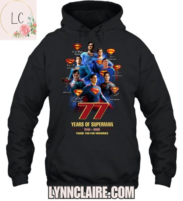 Limited Edition 77 Years Of Superman 1948-2025 Thank You For The Memories 2D T-Shirt