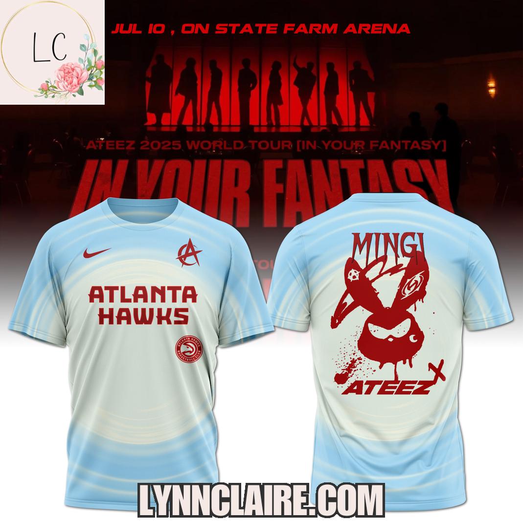 Limited Edition Ateez x Atlanta Hawks 2025 World Tour In Your Fantasy 3D T-Shirt Limited Edition Ateez x Atlanta Hawks 2025 World Tour In Your Fantasy 3D T-Shirt