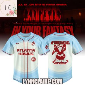 Limited Edition Ateez x Atlanta Hawks 2025 World Tour In Your Fantasy Baseball Jersey