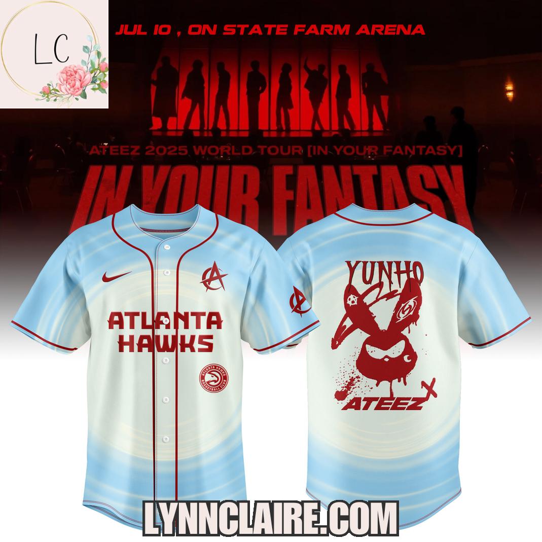 Limited Edition Ateez x Atlanta Hawks 2025 World Tour In Your Fantasy Baseball Jersey Limited Edition Ateez x Atlanta Hawks 2025 World Tour In Your Fantasy Baseball Jersey