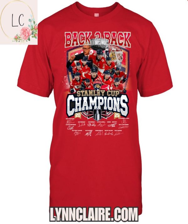Limited Edition Back 2 Back 2025 Florida Panthers Stanley Cup Champions 2D T-Shirt