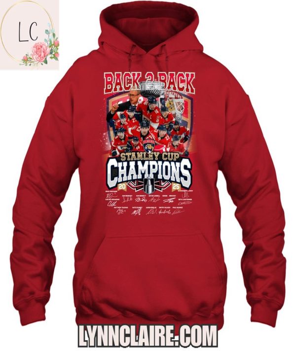 Limited Edition Back 2 Back 2025 Florida Panthers Stanley Cup Champions 2D T-Shirt