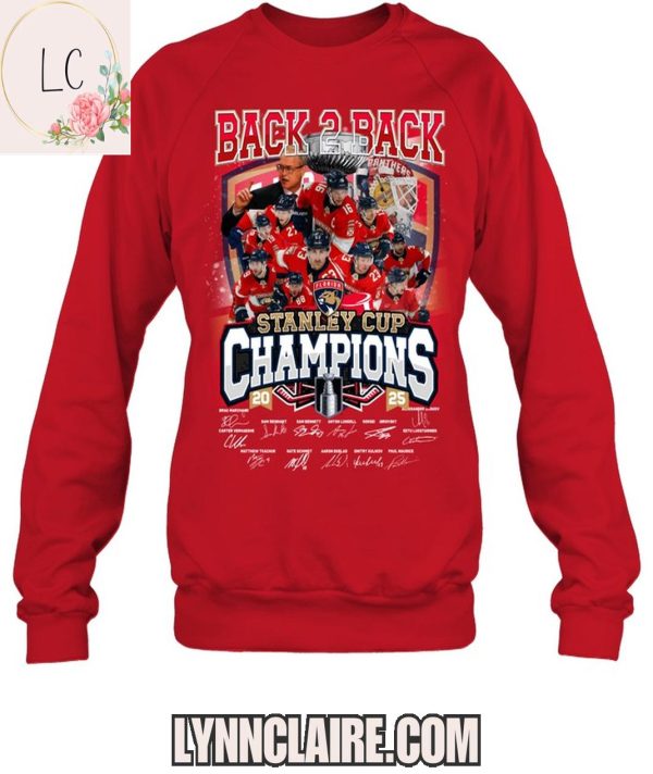 Limited Edition Back 2 Back 2025 Florida Panthers Stanley Cup Champions 2D T-Shirt