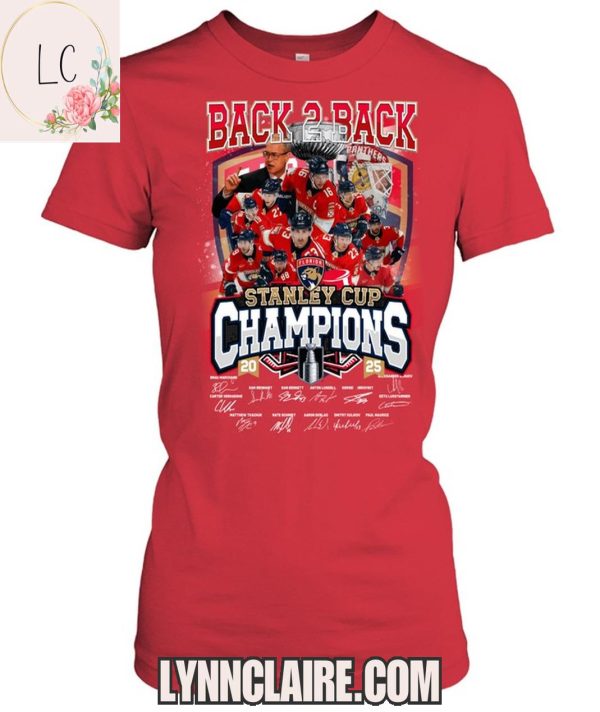 Limited Edition Back 2 Back 2025 Florida Panthers Stanley Cup Champions 2D T-Shirt
