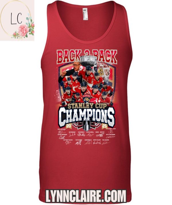 Limited Edition Back 2 Back 2025 Florida Panthers Stanley Cup Champions 2D T-Shirt