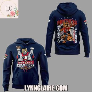 Limited Edition Back 2 Back Champions 2024-2025 Florida Panthers Hoodie – Blue