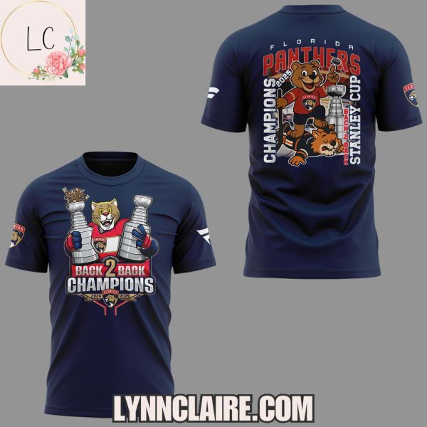 Limited Edition Back 2 Back Champions 2024-2025 Florida Panthers Hoodie – Blue