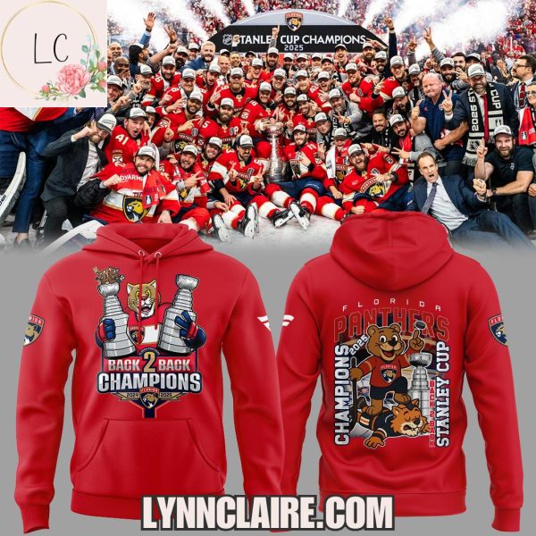 Limited Edition Back 2 Back Champions 2024-2025 Florida Panthers Hoodie – Red