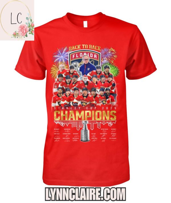 Limited Edition Back To Back Florida Panthers Stanley Cup 2025 Champions 2D T-Shirt