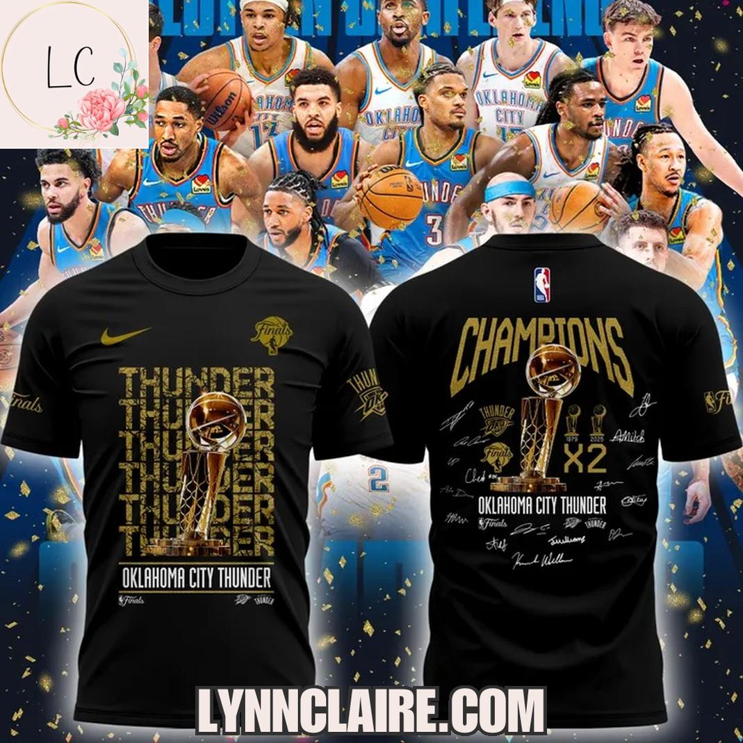 Limited Edition Finals Champions X2 Oklahoma City Thunder 3D T-Shirt - Black Limited Edition Finals Champions X2 Oklahoma City Thunder 3D T-Shirt - Black