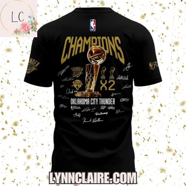 Limited Edition Finals Champions X2 Oklahoma City Thunder 3D T-Shirt – Black