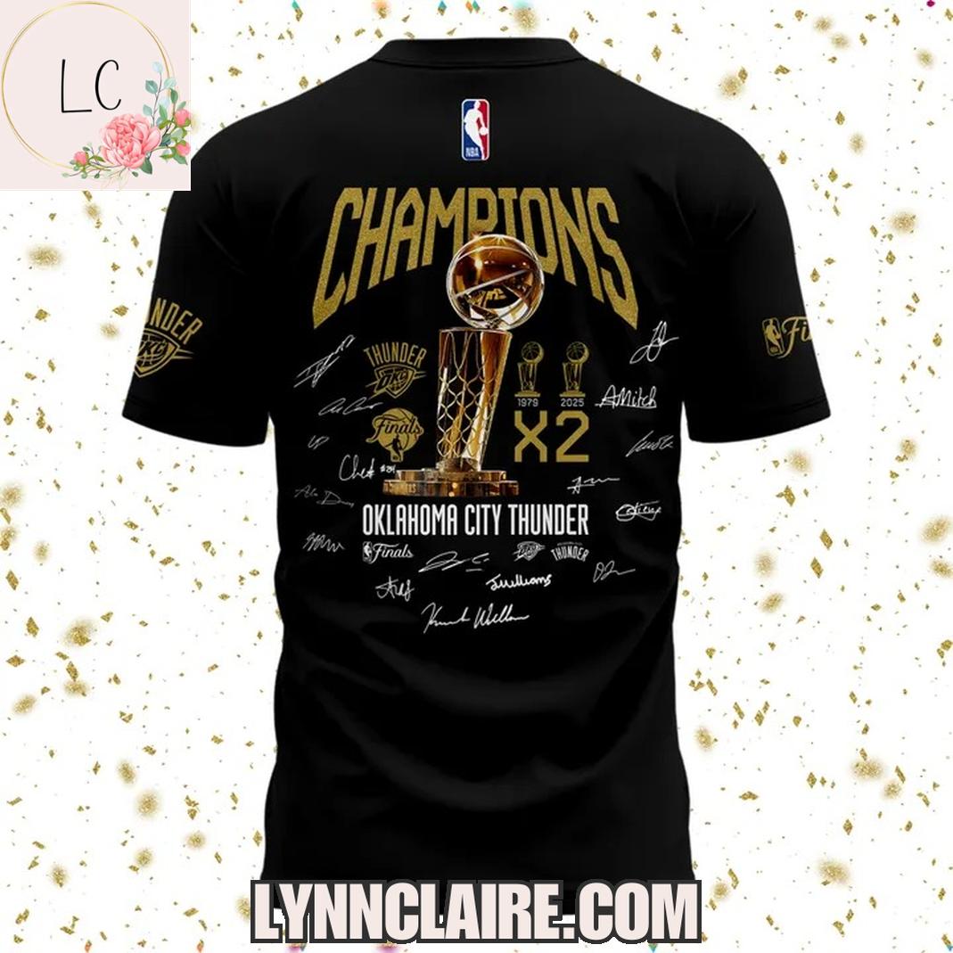Limited Edition Finals Champions X2 Oklahoma City Thunder 3D T-Shirt - Black Limited Edition Finals Champions X2 Oklahoma City Thunder 3D T-Shirt - Black