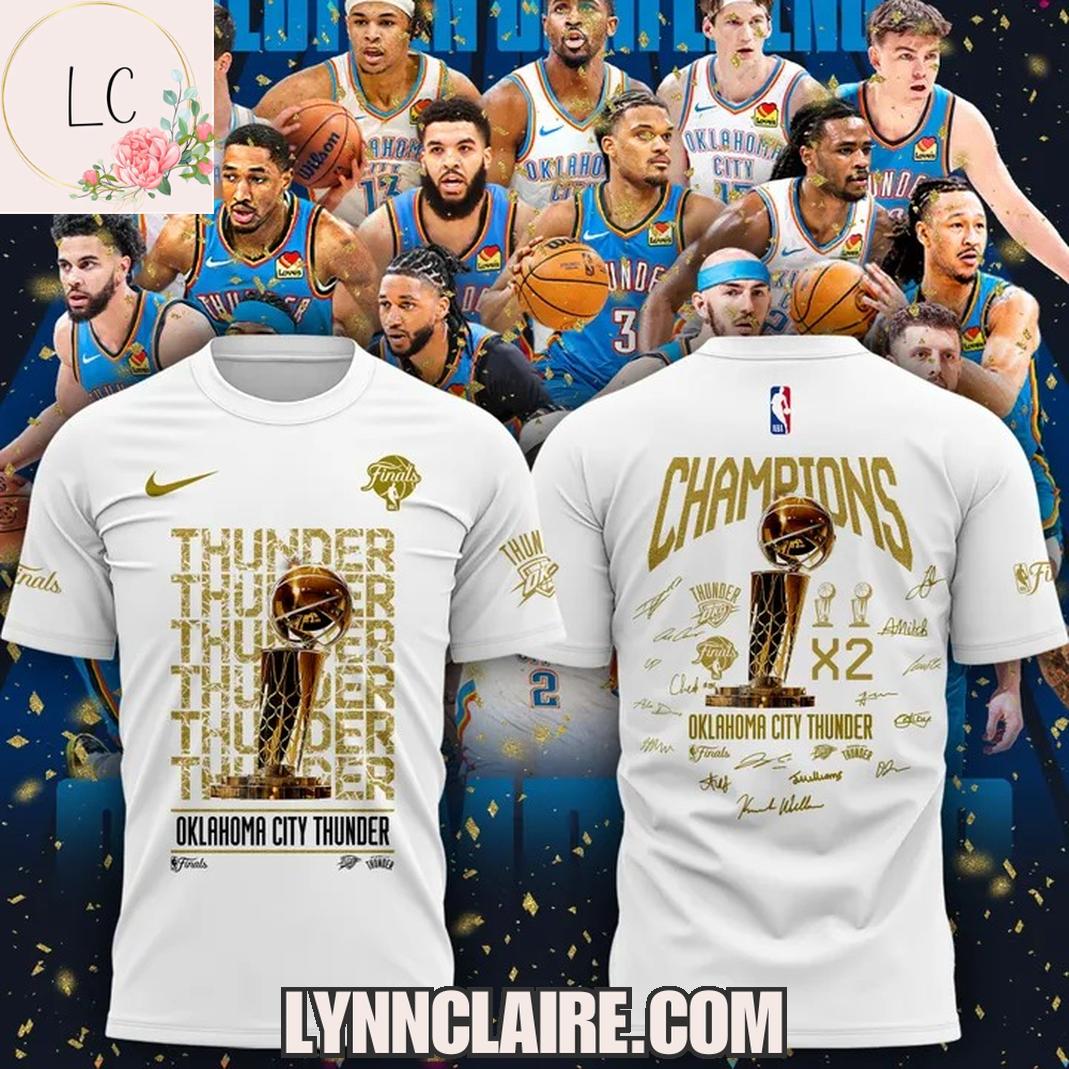 Limited Edition Finals Champions X2 Oklahoma City Thunder 3D T-Shirt - White Limited Edition Finals Champions X2 Oklahoma City Thunder 3D T-Shirt - White