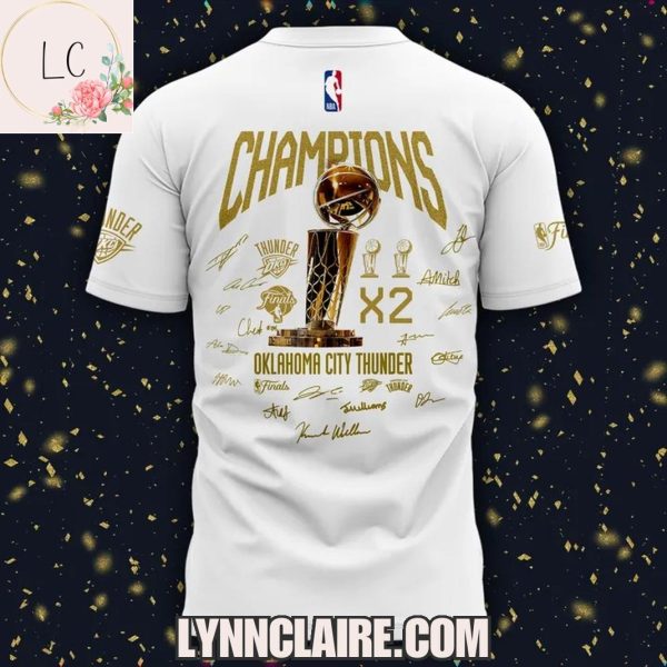 Limited Edition Finals Champions X2 Oklahoma City Thunder 3D T-Shirt – White