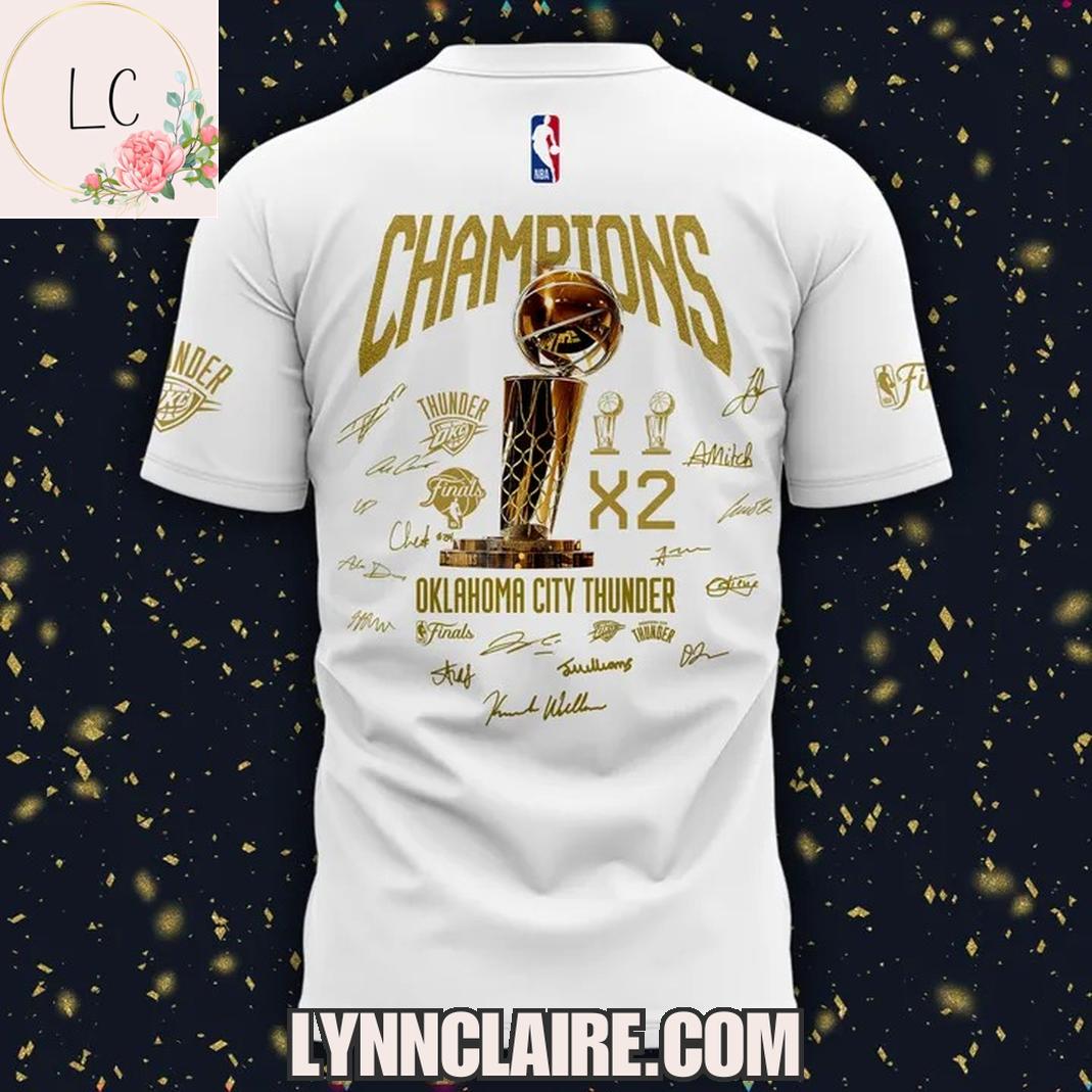 Limited Edition Finals Champions X2 Oklahoma City Thunder 3D T-Shirt - White Limited Edition Finals Champions X2 Oklahoma City Thunder 3D T-Shirt - White