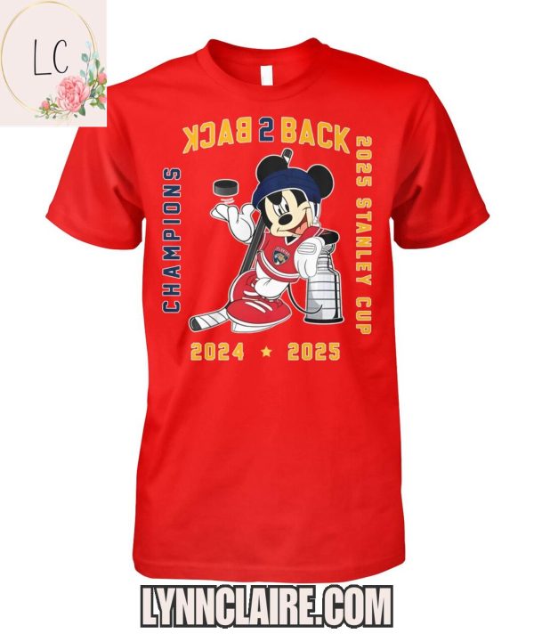 Limited Edition Florida Panthers x Mickey Back 2 Back 2025 Stanley Cup Champions 2D T-Shirt
