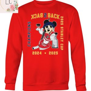 Limited Edition Florida Panthers x Mickey Back 2 Back 2025 Stanley Cup Champions 2D T-Shirt