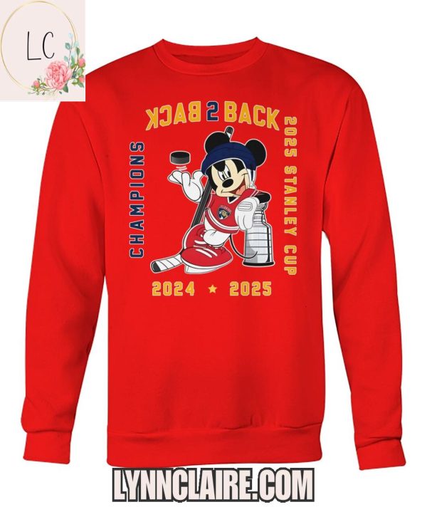 Limited Edition Florida Panthers x Mickey Back 2 Back 2025 Stanley Cup Champions 2D T-Shirt