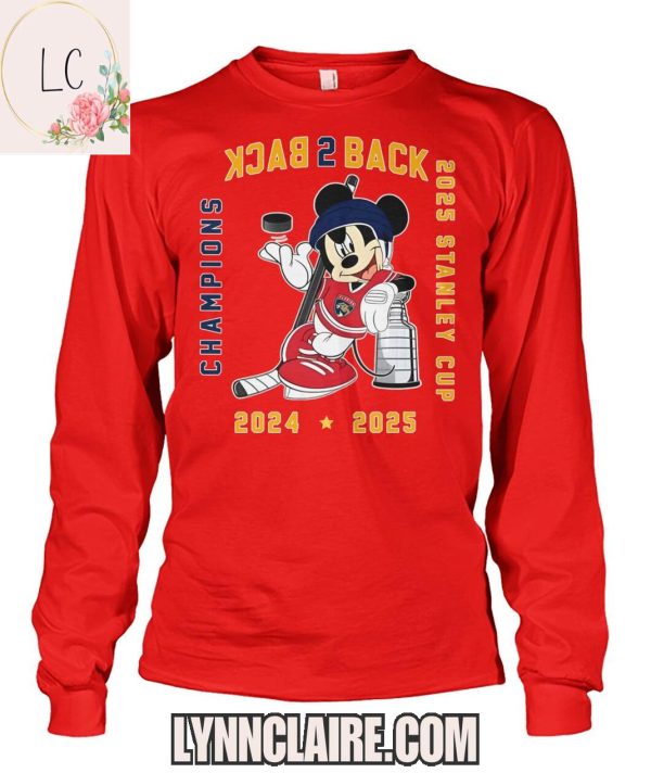 Limited Edition Florida Panthers x Mickey Back 2 Back 2025 Stanley Cup Champions 2D T-Shirt
