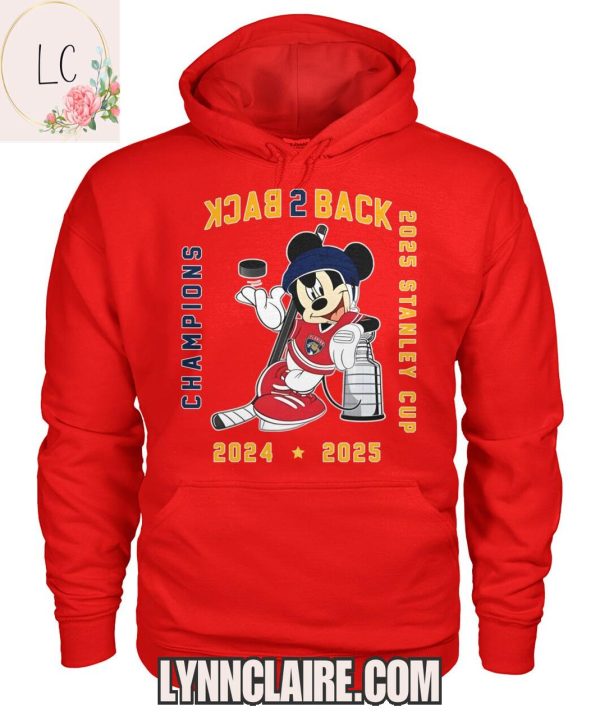 Limited Edition Florida Panthers x Mickey Back 2 Back 2025 Stanley Cup Champions 2D T-Shirt