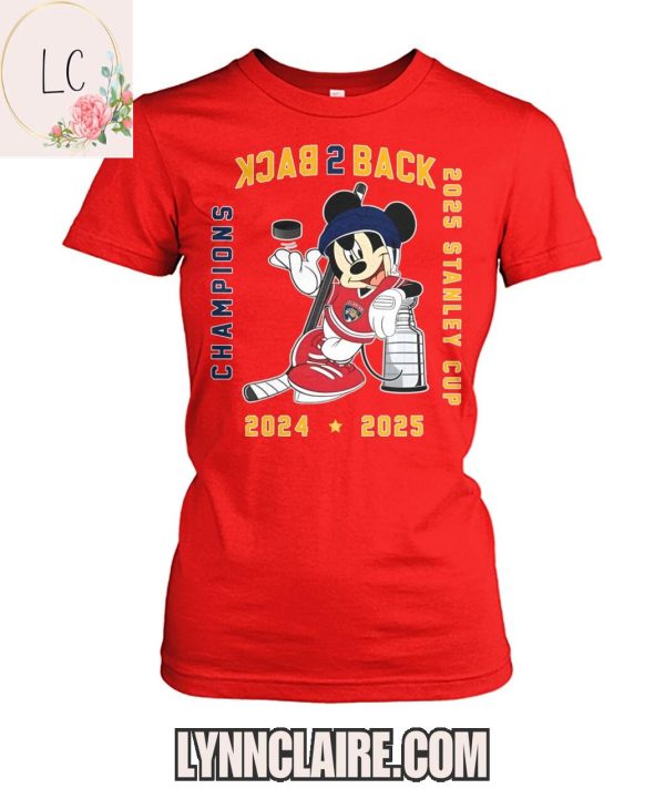 Limited Edition Florida Panthers x Mickey Back 2 Back 2025 Stanley Cup Champions 2D T-Shirt