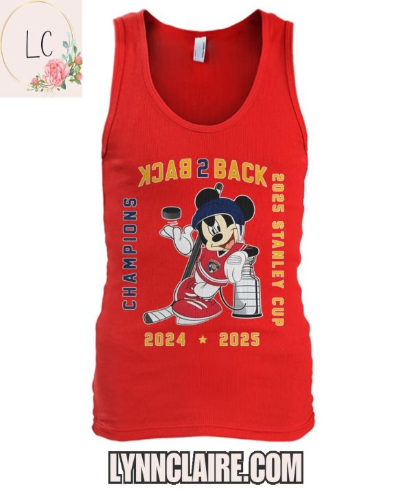 Limited Edition Florida Panthers x Mickey Back 2 Back 2025 Stanley Cup Champions 2D T-Shirt