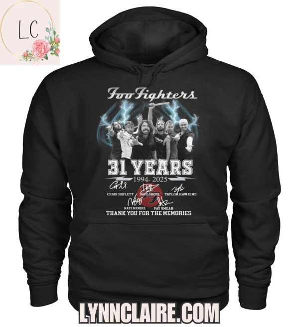 Limited Edition Foo Fighters 31 Years 1994-2025 Thank You For The Memories 2D T-Shirt