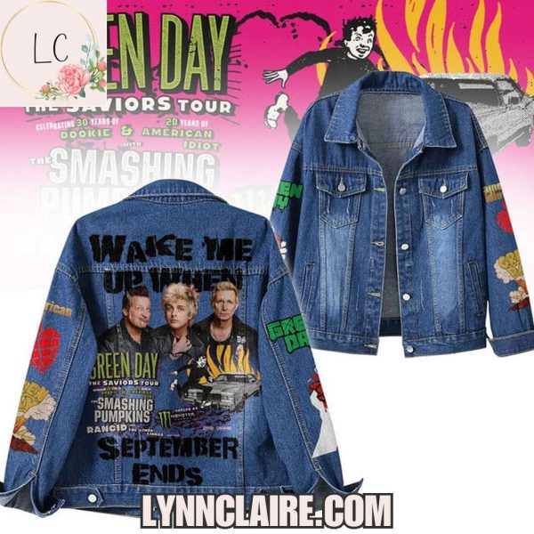 Limited Edition Green Day The Saviors Tour 2025 Wake Me Up When September Ends Denim Jacket