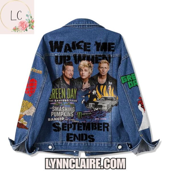 Limited Edition Green Day The Saviors Tour 2025 Wake Me Up When September Ends Denim Jacket