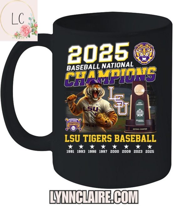 Limited Edition LSU Tigers 8X 2025 Baseball National Champions 2D T-Shirt