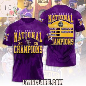 Limited Edition LSU Tigers NCAA Baseball National Champions 2025 3D T-Shirt