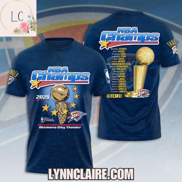 Limited Edition NBA Champs 2025 Finals Oklahoma City Thunder 3D T-Shirt