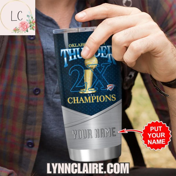 Limited Edition Oklahoma City Thunder 2X Champions 20oz Tumbler Custom Name