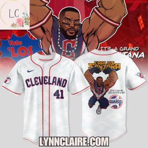 Limited Edition Power All-Star Cleveland Guardians x Carlos Slamtana It’s A Grand Slamtana Baseball Jersey – White