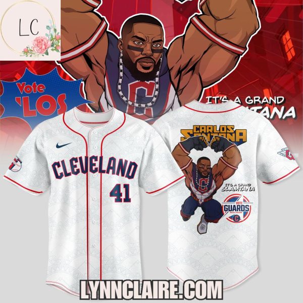 Limited Edition Power All-Star Cleveland Guardians x Carlos Slamtana It’s A Grand Slamtana Baseball Jersey – White