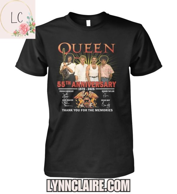 Limited Edition Queen 55th Anniversary 1970-2025 Thank You For The Memories 2D T-Shirt
